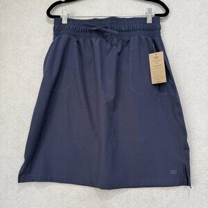 Albion Skirt Womens Medium Navy Elastic Waist Drawstring Pockets Nylon Spandex